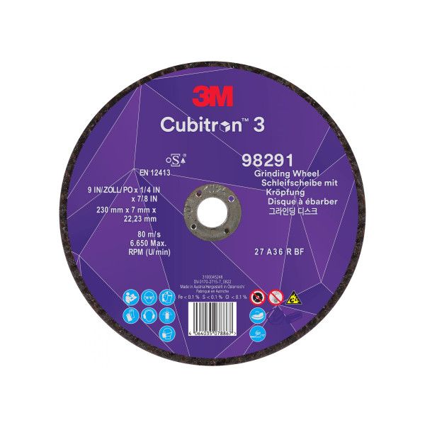 Disque à meuler à moyeu déporté 3M Cubitron 3 - 230X7X22.2