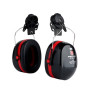 Coquilles antibruit 3M™ PELTOR™ Optime™ III, noir/rouge, monté sur casque
