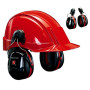 Coquilles antibruit 3M™ PELTOR™ Optime™ III, noir/rouge, monté sur casque