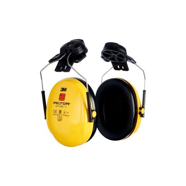 Coquilles antibruit 3M™ PELTOR™ Optime™ I, jaune, monté sur casque, H510P3E-405-GU