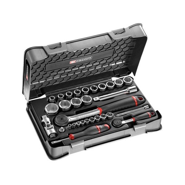 COFFRET DOUILLES 1/4' 1/2' 6P MM 31 PCES  RS.161-1