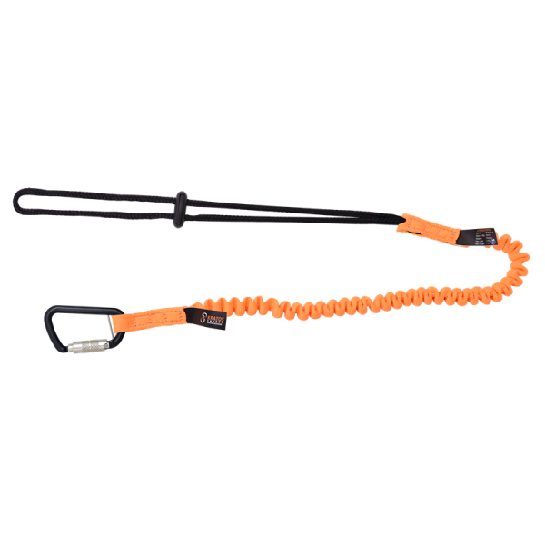 Longe élastique pour connexion d'outils à un point d'attache sur l'utilisateur