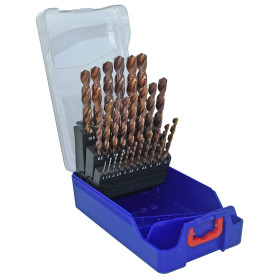 Coffret de 25 forets métaux FURIUS HSS revêtus FUSIO pointe en croix Ø 1 à 13mm par 0,5
