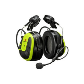 Coquilles 3M PELTOR WS ALERT X, jaune vif, monté sur casque de sécurité