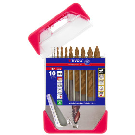Coffret de 10 forets métaux HSS taillé meulé revêtus FUSIO affûtage Tivoly Smart Point Ø 1 à 10mm