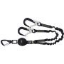 Longe fourche en sangle élastique avec absorbeur d'énergie et 3 mousquetons aluminium, longueur 1,50 m