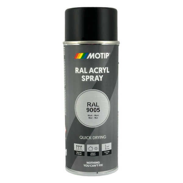 Peinture acrylique RAL 9005 noir foncé mat aérosol 400 ml