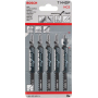 5 Lames scie sauteuse  Précision Bois 100mm - Pas : 4mm T144DP