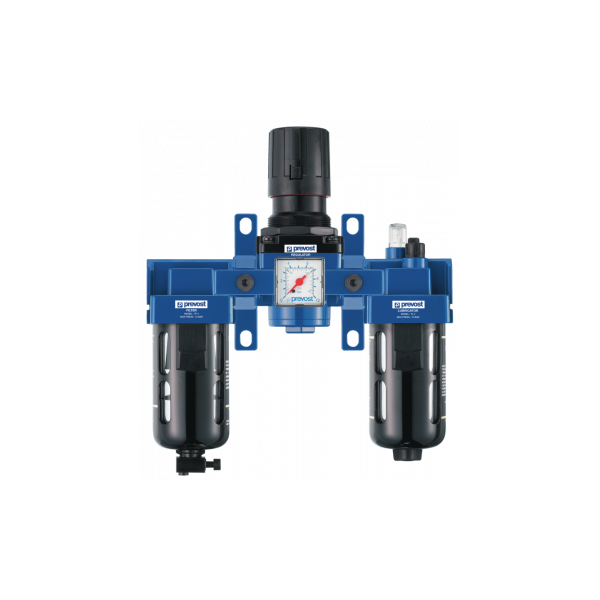 Filtre régulateur lubrificateur 3 blocs avec manomètre et fixation