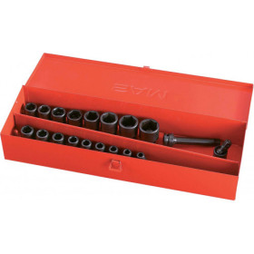 Coffret de 19 douilles à chocs 1/2" en mm