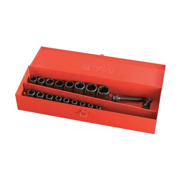 Coffret de 19 douilles à chocs 1/2" en mm