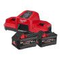 Pack de 2 batteries M18 FORGE 18V 6.0AH + 1 super chargeur double M18 DBSC