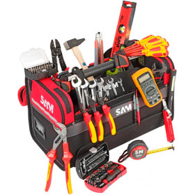 Composition électricien 122 outils dans une caisse textile 39L