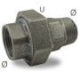 Raccord union Male/Femelle en fonte malleable à portée conique, noir