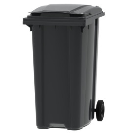 Bac poubelle à déchets 2 roues 360 litres gris couvercle gris