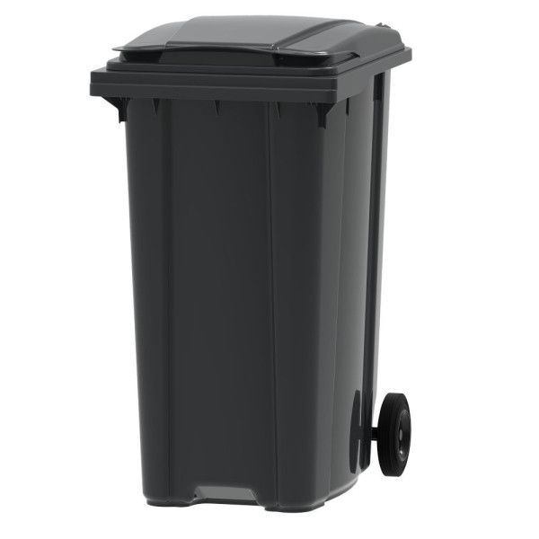 Bac poubelle à déchets 2 roues 360 litres gris couvercle gris