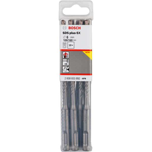 BOITE DE 10 FORETS BETON SDS PLUS-5X PRO 6X100X160