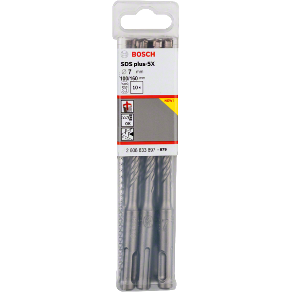 BOITE DE 10 FORETS BETON SDS PLUS-5X PRO 7X100X160