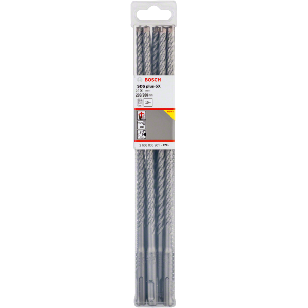 BOITE DE 10 FORETS BETON SDS PLUS-5X PRO 8X200X260
