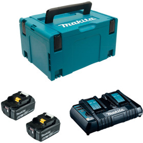 Pack Énergie MAKITA 2 batteries 18 V 4Ah + 1 chargeur double en coffret MAKPAC