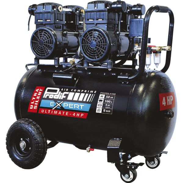 COMPRESSEUR SILENCIEUX 100L 4CV SANS HUILE -8BAR - 58DB