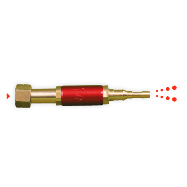 Raccord STOP-FEU ACÉTYLÈNE 16x150 G / Ø 6.3X12/10x17