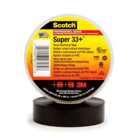 Ruban isolant électrique Scotch Super 33+ haute performance noir 19mm x 33m