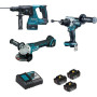 Pack 3 outils  : Meuleuse, Perfo-burineur, Perceuse visseuse avec 3 batteries 5Ah et chargeur