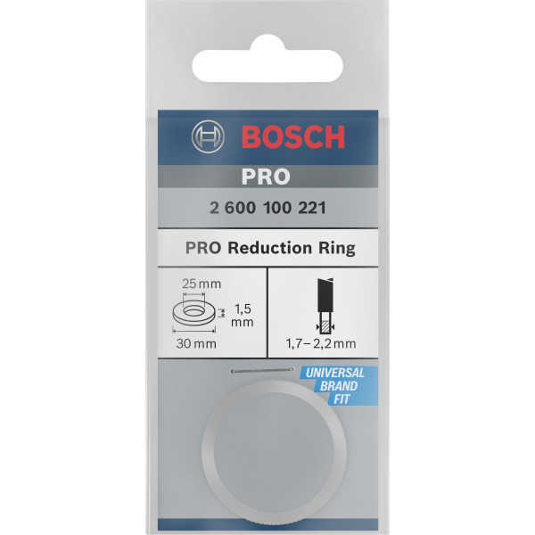 Bague de réduction pour lames de scie circulaire 30 x 25 x 1,5 mm, Epaisseur du corps de la lame de 1,7 mm à maxi. 2,2 mm