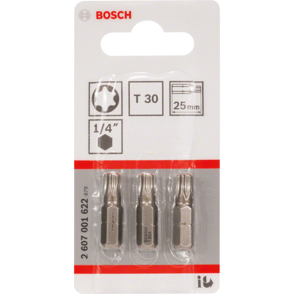 3 EMBOUTS DE VISSAGE QUALITE EXTRA-DURE T30 EMMANCHEMENT HEXAGONAL 25MM
