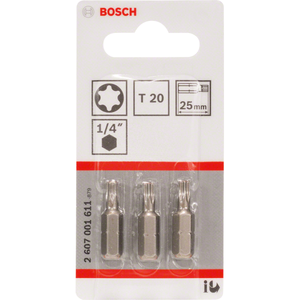 3 EMBOUTS DE VISSAGE QUALITE EXTRA-DURE T20 EMMANCHEMENT HEXAGONAL 25MM