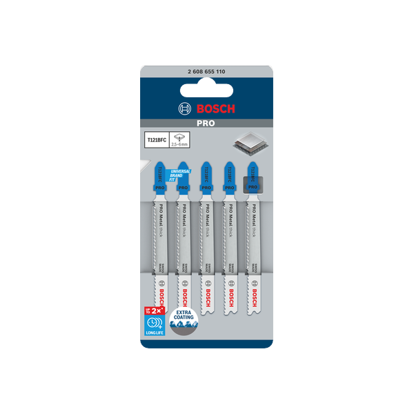 5 Lames scie sauteuse PRO BIM Speed Métal 92mm , Pas : 2mm T121BFC