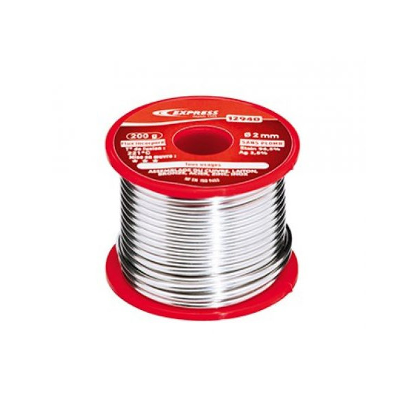 Soudure  96,5% étain - 3,5% argent  diametre 2mm - 200g