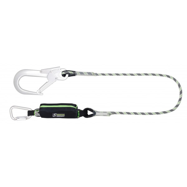 Longe en corde tressée avec absorbeur d’énergie et connecteurs aluminium - 1 mètre