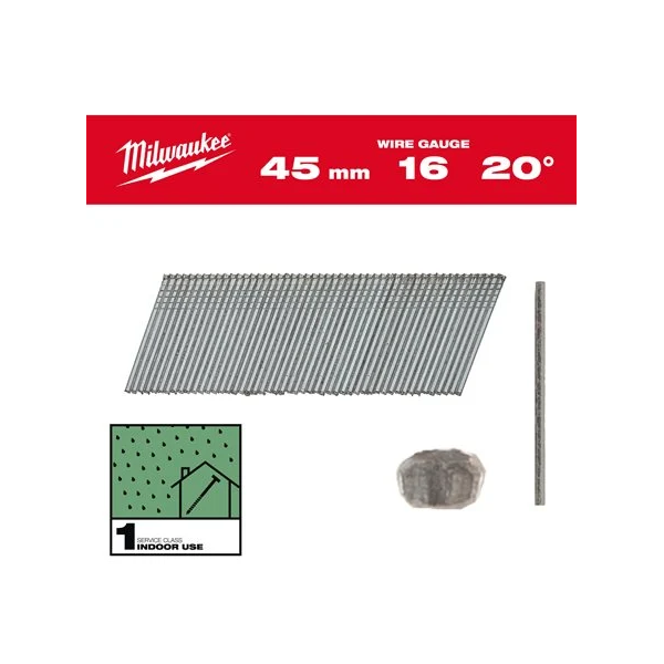 Boite de 2000 clous de finition gauge 16, 20° galvanisés 45mm