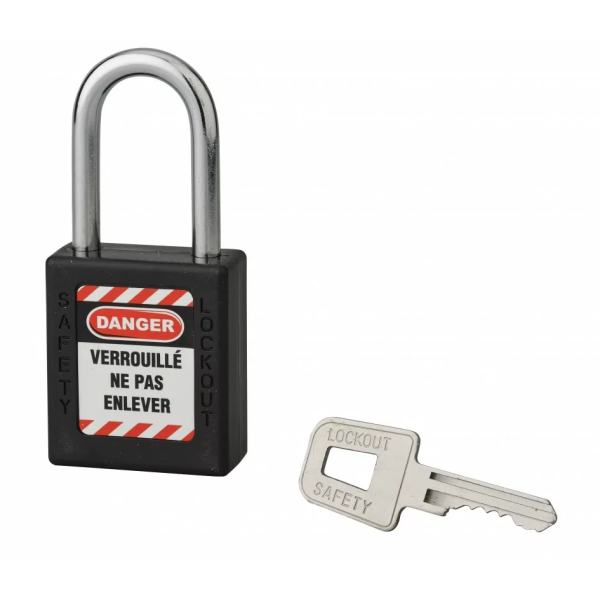 Cadenas de consignation 40 mm anse acier Ø 6 X 38 mm NOIR