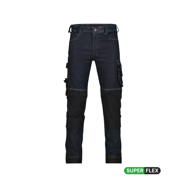 Jeans stretch DASSY avec poches genoux Bleu/Noir