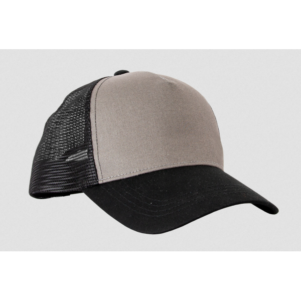 CASQUETTE 5 PANS+FILET GRIS/NOIR TU