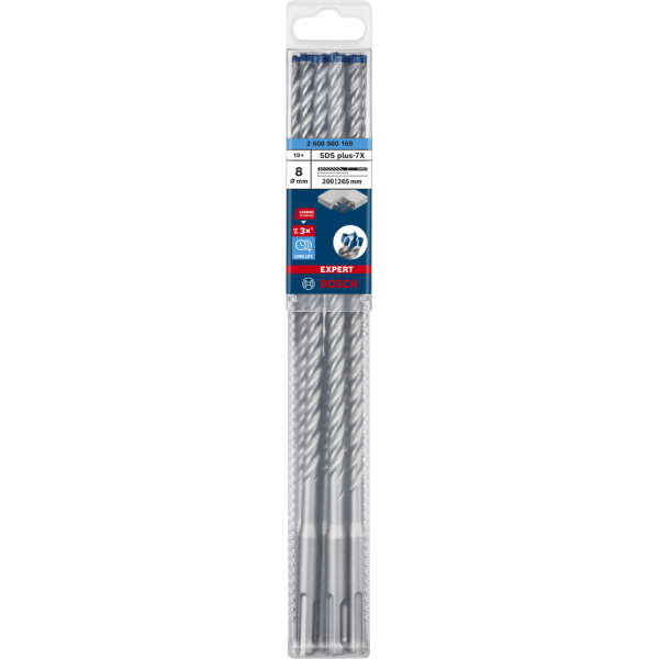 Boite de 10 forets BOSCH 7X SDS PLUS - 8X200X265