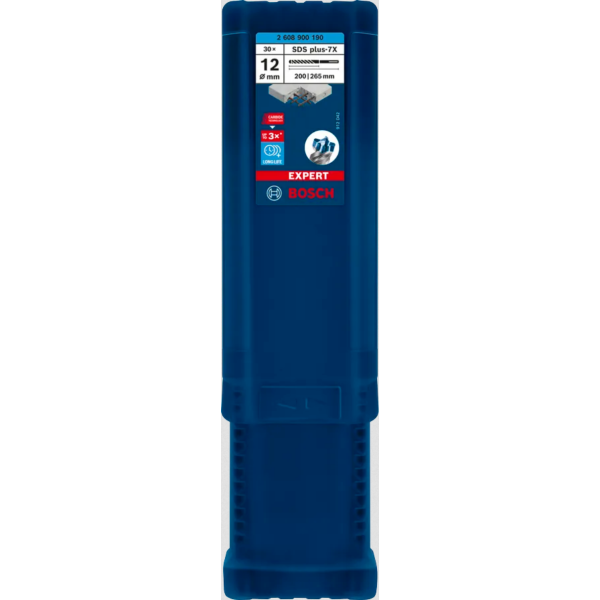 Boite de 30 forets BOSCH 7X SDS PLUS-12X200X265