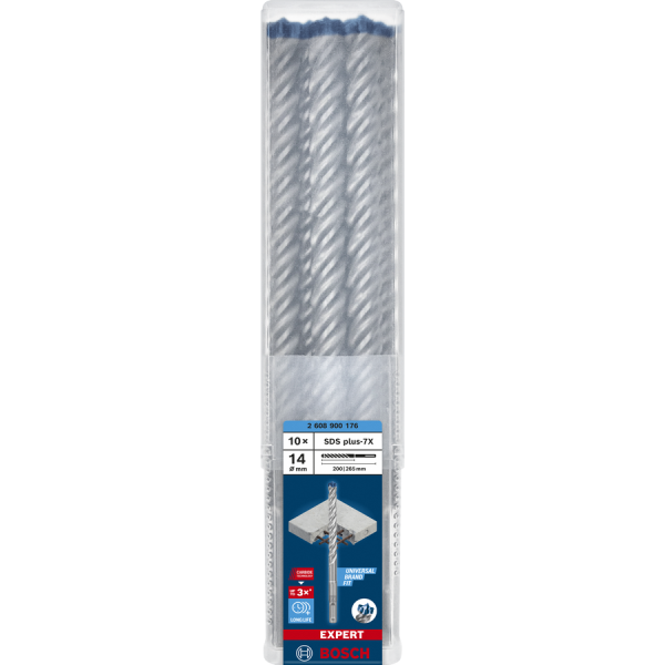 Boite de 10 forets BOSCH 7X SDS PLUS-14X200X265