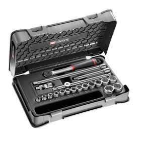 Coffret douilles, 6 pans métriques, 20 pièces, 3/8" - FACOM J.161-3P6