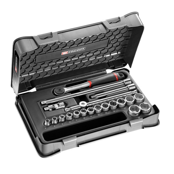 Coffret douilles, 6 pans métriques, 20 pièces, 3/8" - FACOM J.161-3P6