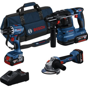 Set de 3 outils 18 V : GSR+GWS+GBH+3x4,0 Ah+GAL 18V-40 Professional