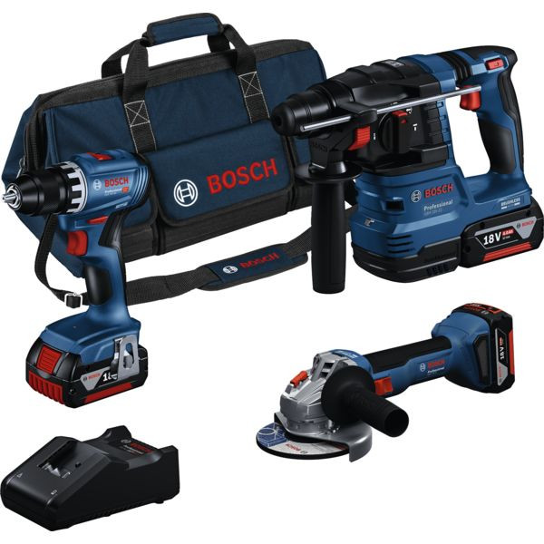 Set de 3 outils 18 V : GSR+GWS+GBH+3x4,0 Ah+GAL 18V-40 Professional
