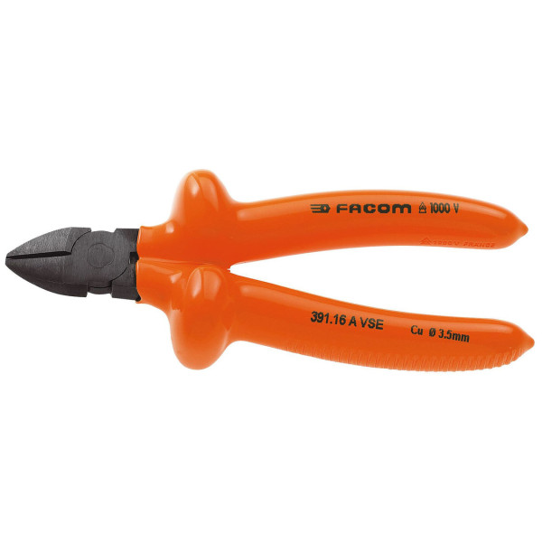Pince coupante diagonale isolée 1000 volts série VSE pour cuivre - FACOM 391.16AVSE