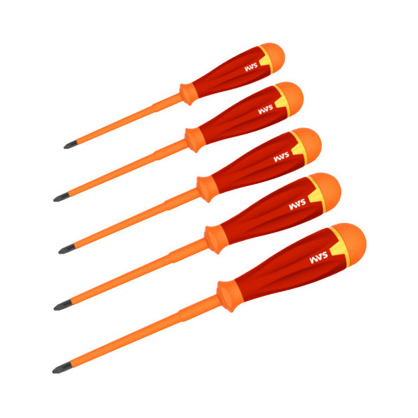 Jeu de 5 tournevis fente et phillips isolés 1000 V