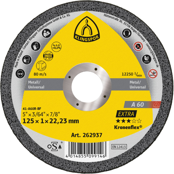 Disques à tronçonner Kronenflex pour Acier inoxydable, Métal universel A 60 Extra