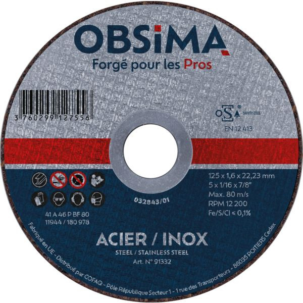 Disque à tronconner OBSIMA 230 X 1.9 MM INOX