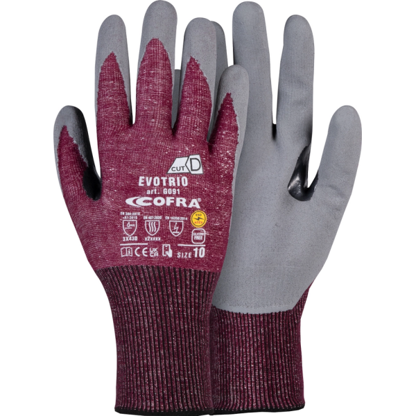 Gants anti-coupure/ESD EVOTRIO en mousse de nitrile, niveau D
